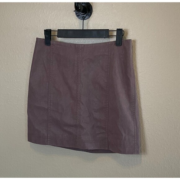 Free People Mauve Pencil Mini Skirt Size 4 Vegan Suede Leather Academia U3 - Picture 6 of 12